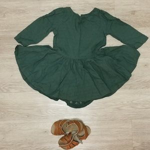 Numi Hunter Green Swiss Dot 3/4 Sleeve Dress